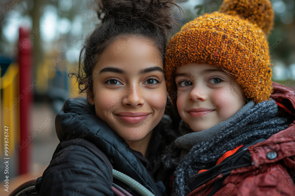 Smiling Portrait of Two Young Women in Winter Smiling Portrait of Two Young Women in Winter