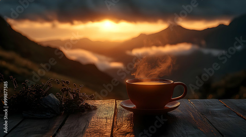 Sunrise Coffee with Mountai...