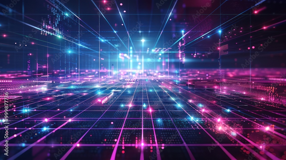 Digital Grid with Bright Lights Digital Grid with Bright Lights