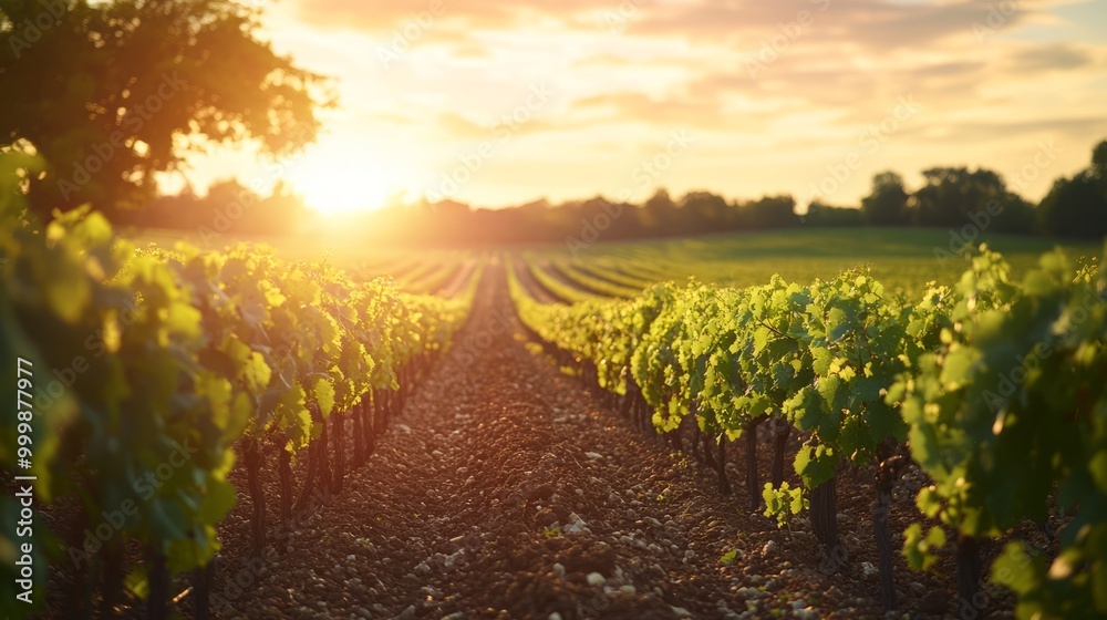 Fototapeta premium Sunset Over Vineyards
