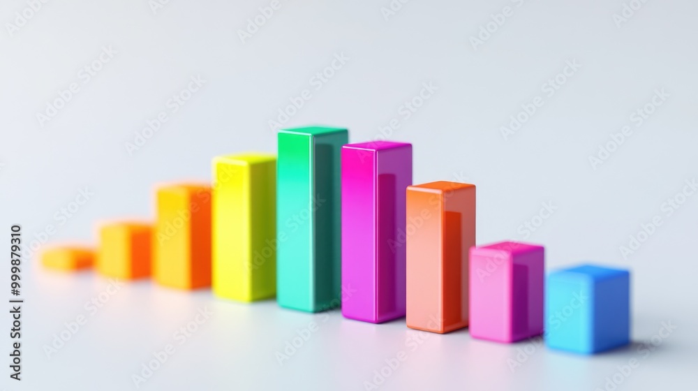 A 3D bar chart with vibrant colors, showing financial growth trends over time, set against a white background to emphasize the upward trajectory. A 3D bar chart with vibrant colors, showing financial growth trends over time, set against a white background to emphasize the upward trajectory.