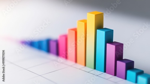 A 3D bar chart with vibrant colors, showing financial growth trends over time, set against a white background to emphasize the upward trajectory.