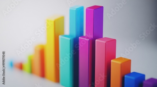A 3D bar chart with vibrant colors, showing financial growth trends over time, set against a white background to emphasize the upward trajectory. Free Download A 3D bar chart with vibrant colors, showing financial growth trends over time, set against a white background to emphasize the upward trajectory. - GFXLoad