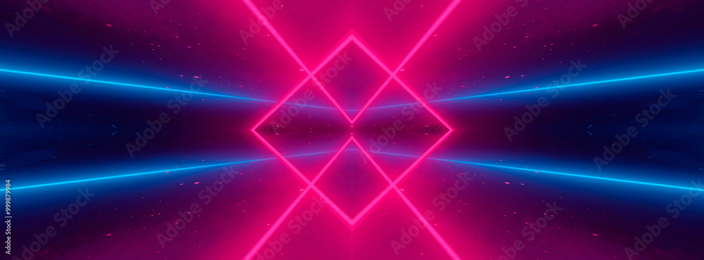 Abstract bright neon dark background with rays. banner Abstract bright neon dark background with rays. banner
