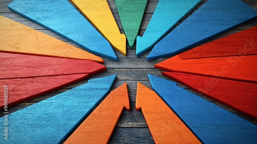 3D business concept of arrows converging to the top symbolizing synergy and focused effort towards a common goal Large space for text in center Stock Photo with copy space