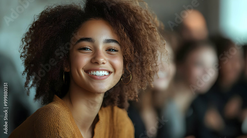 Smiling Woman with Curly Hair