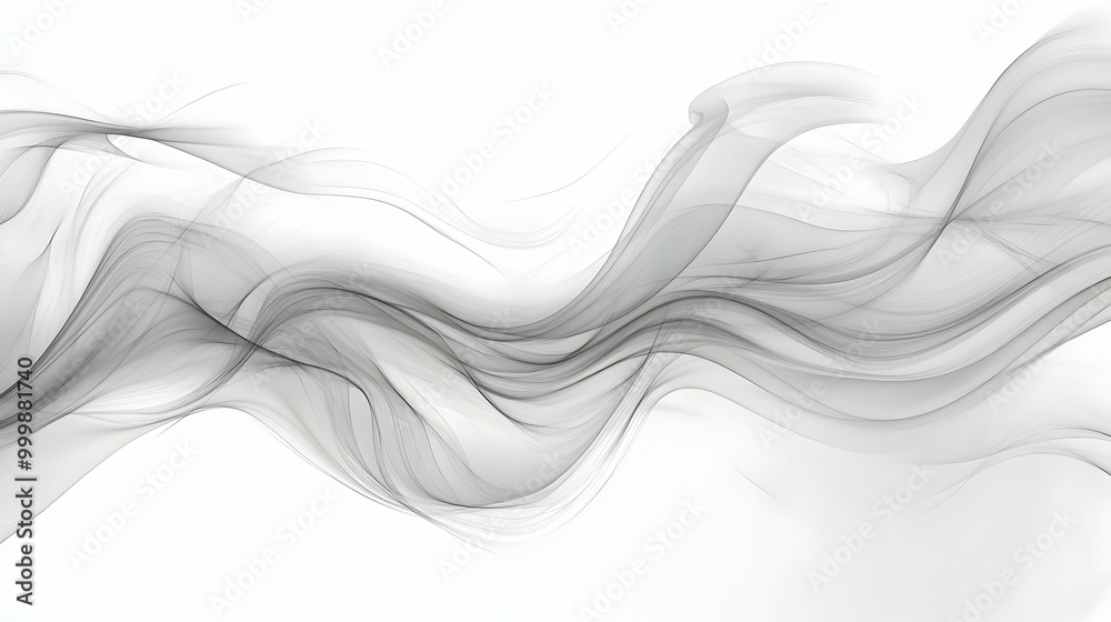 Obraz premium Abstract Gray Wave Pattern, Flowing Lines, Swirling Design