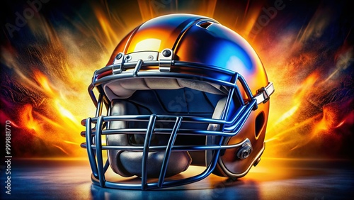 Bold football helmet graphic design for sports themes, team logos, and athletic merchandise use photo