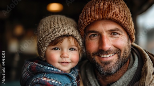 farmer father riding tractor with his little baby son