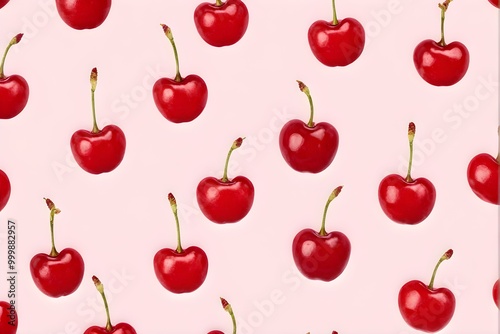 Red Cherry pattern on a pastel pink background.