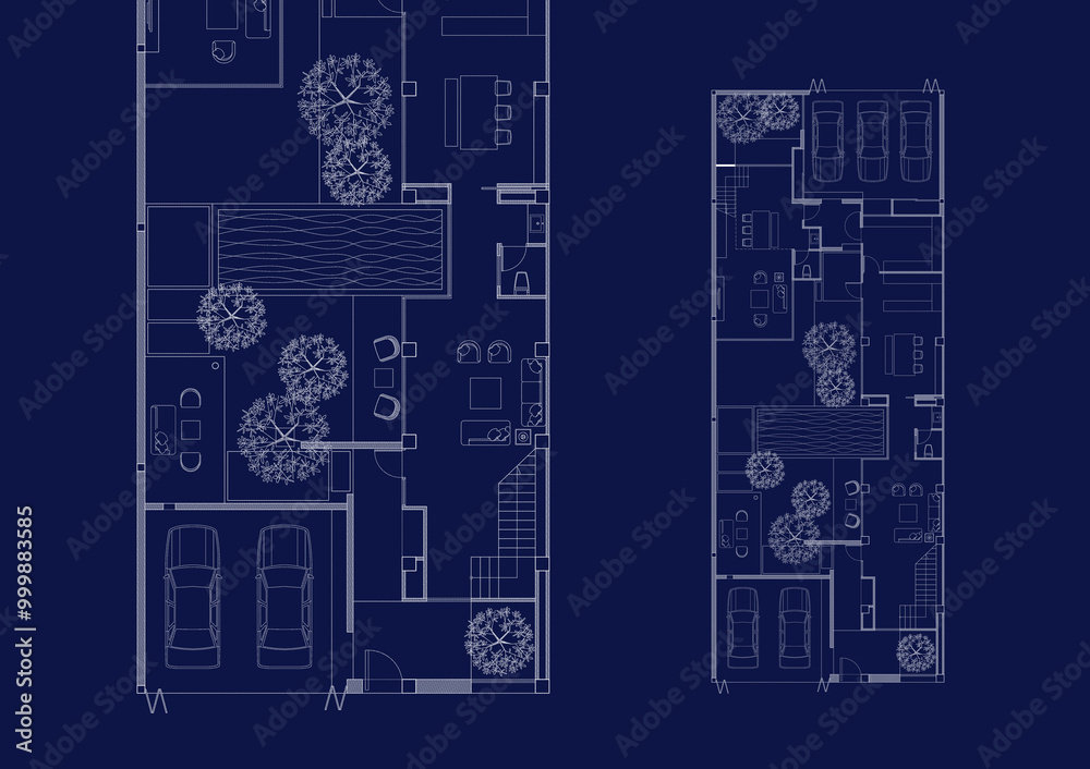 Floor plan designed building on the drawing. Floor plan designed building on the drawing.