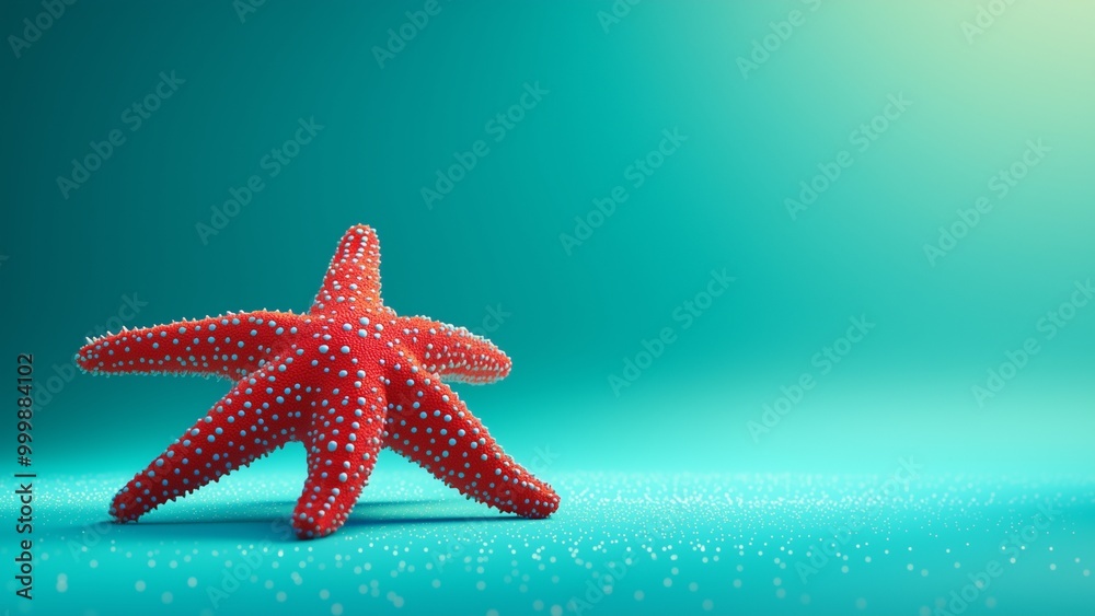 A vibrant colour starfish on a turquoise background, highlighting its unique shape and marine beauty A vibrant colour starfish on a turquoise background, highlighting its unique shape and marine beauty