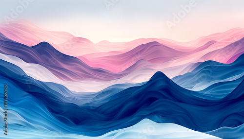 fluid hills and mountains in surreal, pastel tones, like a painting