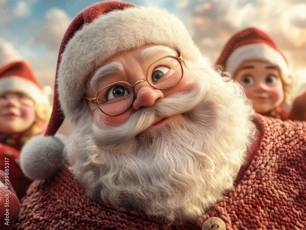 Santa Claus in a Funky Sweater with Quirky Elves, Festive Christmas Illustration Featuring a Jolly Santa and Colorful Elves in Fun Outfits, Perfect for Holiday Cards, Greetings, and Festive Santa Claus in a Funky Sweater with Quirky Elves, Festive Christmas Illustration Featuring a Jolly Santa and Colorful Elves in Fun Outfits, Perfect for Holiday Cards, Greetings, and Festive