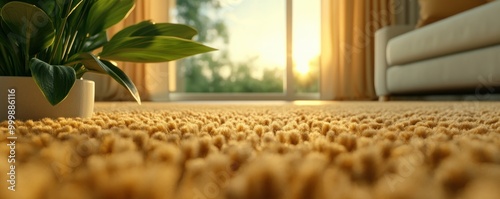 Soft, Plush Carpet in a Tidy Living Room, Vacuumed as Part of a Daily Cleaning Routine, Achieve a Spotless Home