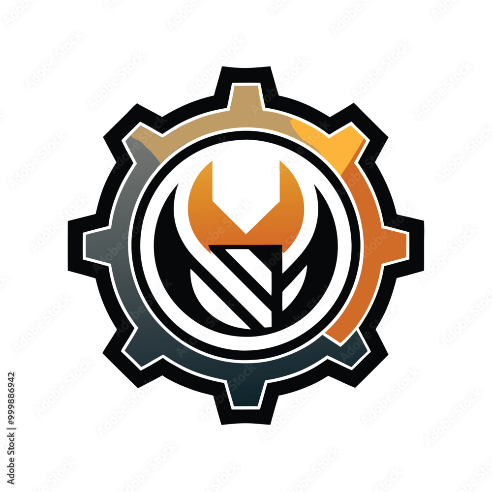Logo of gear icon with spanner vector illustration design Logo of gear icon with spanner vector illustration design
