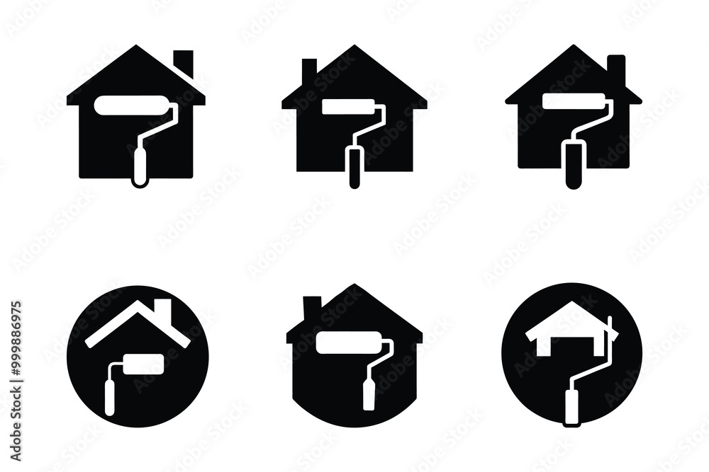 Paint icon set illustration. paint roller sign and symbol. paint roller icon vector logo collection Paint icon set illustration. paint roller sign and symbol. paint roller icon vector logo collection
