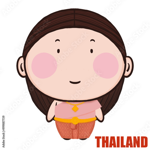 Thai child with her national costume PNG