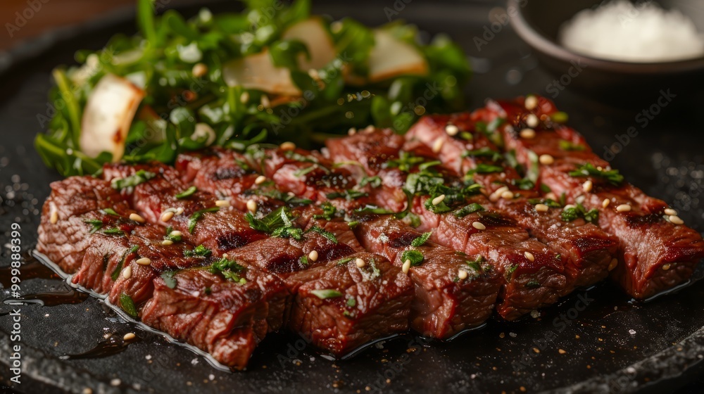 Kobe beef with garlic,salt and pepper/Kobe beef Kobe beef with garlic,salt and pepper/Kobe beef