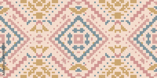 Shawl Ikat Pattern Dressfolk Embroidery, Aztec Geometric Ornament Print. Design for Carpet, Wallpaper, Clothing, Wrapping, Fabric