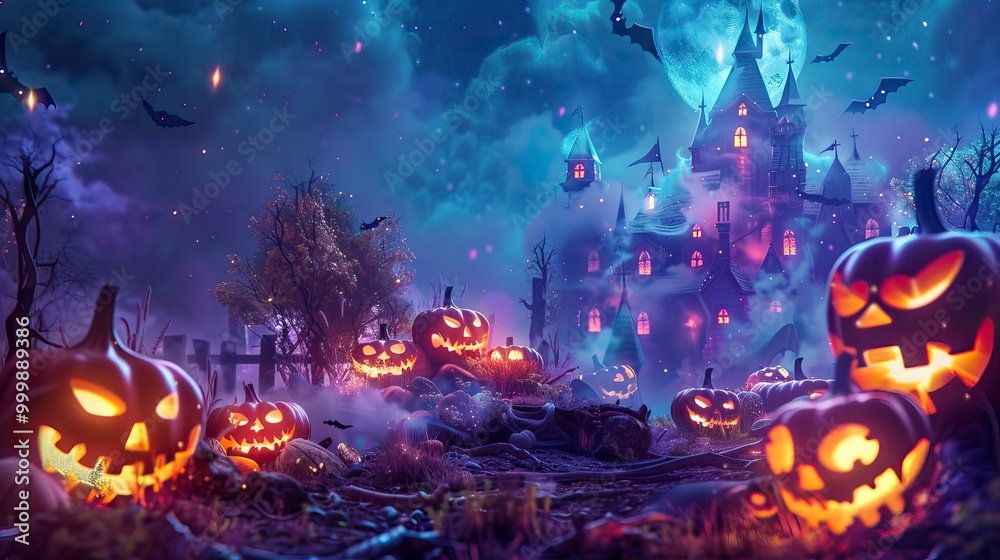 Obraz premium Happy halloween background, Happy Halloween
