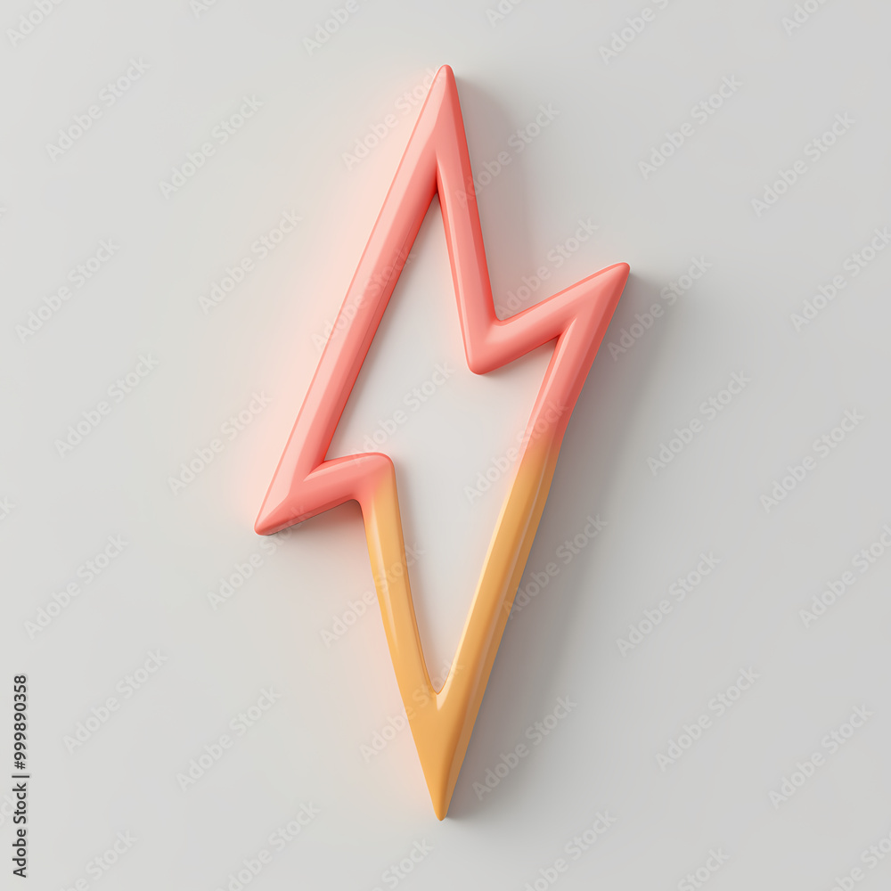 A bright orange and yellow lightning bolt with a pink stripe. The lightning bolt is a symbol of energy and power