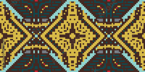 Sari Pattern Geometric Patternsfolk Embroidery, Aztec Geometric Ornament Print. Design for Carpet, Wallpaper, Clothing, Wrapping, Fabric