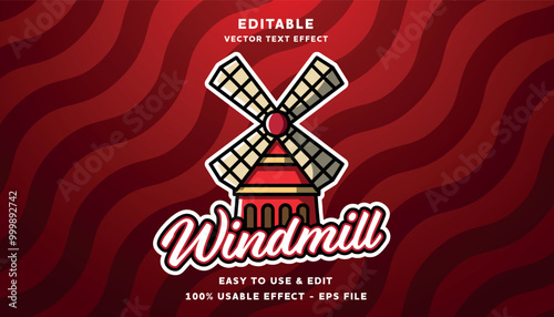 Photos windmill editable logotype with modern and simple style