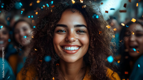 Confetti Celebration: A Close Up Of A Happy Woman Smiling