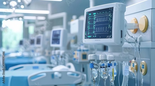 Wallpaper Mural Medical monitoring equipment in a modern hospital setting, professional healthcare environment. Torontodigital.ca