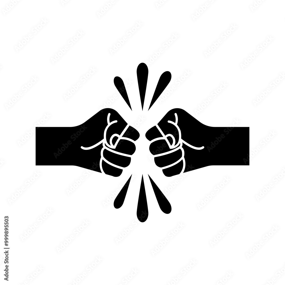 Two clenched fists bumping together icon color editable Two clenched fists bumping together icon color editable