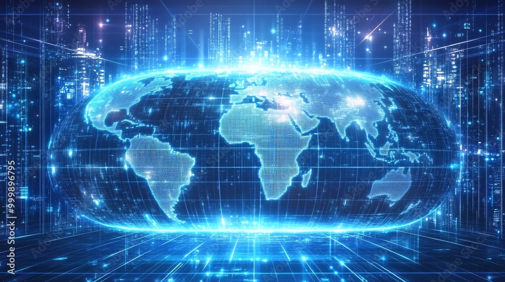 A digital globe with glowing lines, representing global connectivity. Generative ai A digital globe with glowing lines, representing global connectivity. Generative ai