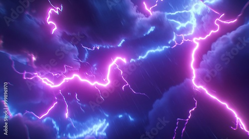 A digital rendering of lightning strikes in a stormy sky. Generative Ai