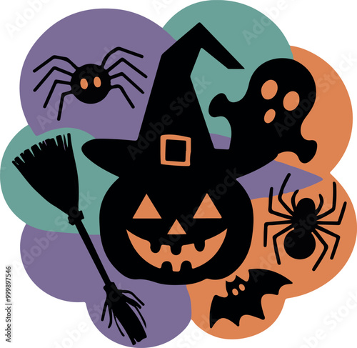 give me 48 seo tags with this topic Halloween  silhouette collection elements with white background
