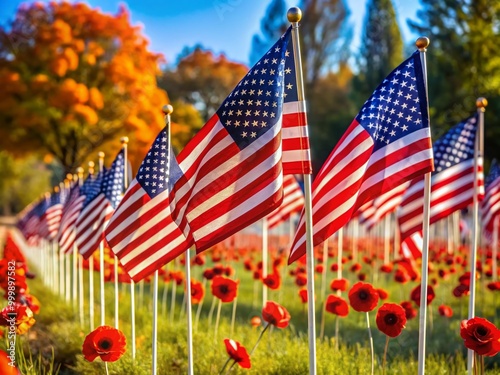 Celebrating Women Veterans on Veterans Day with Poppies and American Flags in a Beautiful Tribute