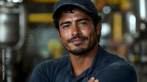 Hispanic male factory worker