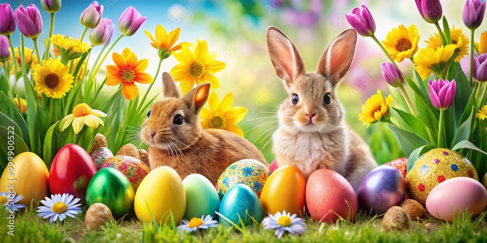 A lively Easter clip art collection bursting with colorful eggs, playful bunnies, blooming flowers, and enchanting A lively Easter clip art collection bursting with colorful eggs, playful bunnies, blooming flowers, and enchanting