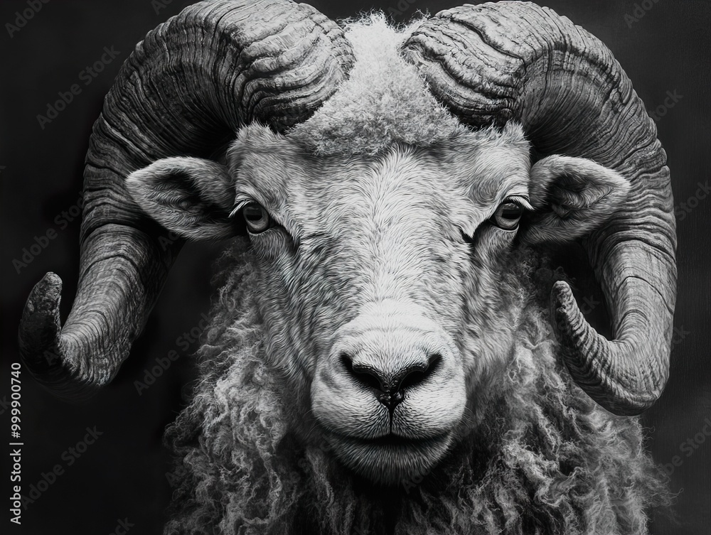 Majestic Ram Portrait: A Close-Up of a Wild Sheep Majestic Ram Portrait: A Close-Up of a Wild Sheep