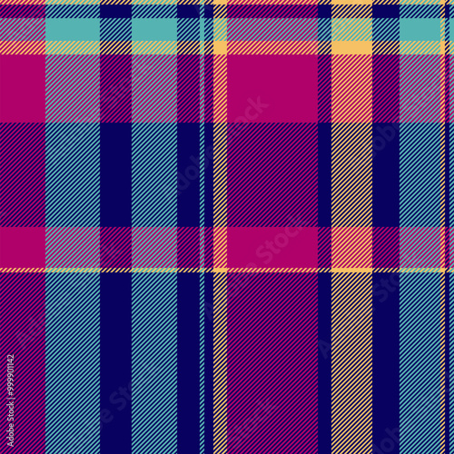 Valentines day background vector seamless, duvet cover texture plaid fabric. Printing textile pattern tartan check in indigo and pink colors.