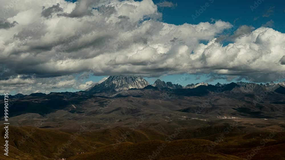 Time-lapse aerial photography of Yuzixi Snow Mountain in Western Sichuan, Ganzi Prefecture, Sichuan, China Time-lapse aerial photography of Yuzixi Snow Mountain in Western Sichuan, Ganzi Prefecture, Sichuan, China
