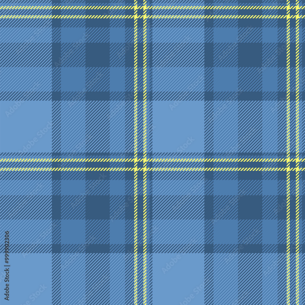 Silky vector textile tartan, teen fabric check plaid. Mens shirt texture pattern background seamless in blue and yellow colors. Silky vector textile tartan, teen fabric check plaid. Mens shirt texture pattern background seamless in blue and yellow colors.