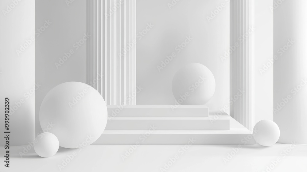 Minimalist Geometric Abstract Architecture and Shapes in White Studio Backdrop Minimalist Geometric Abstract Architecture and Shapes in White Studio Backdrop