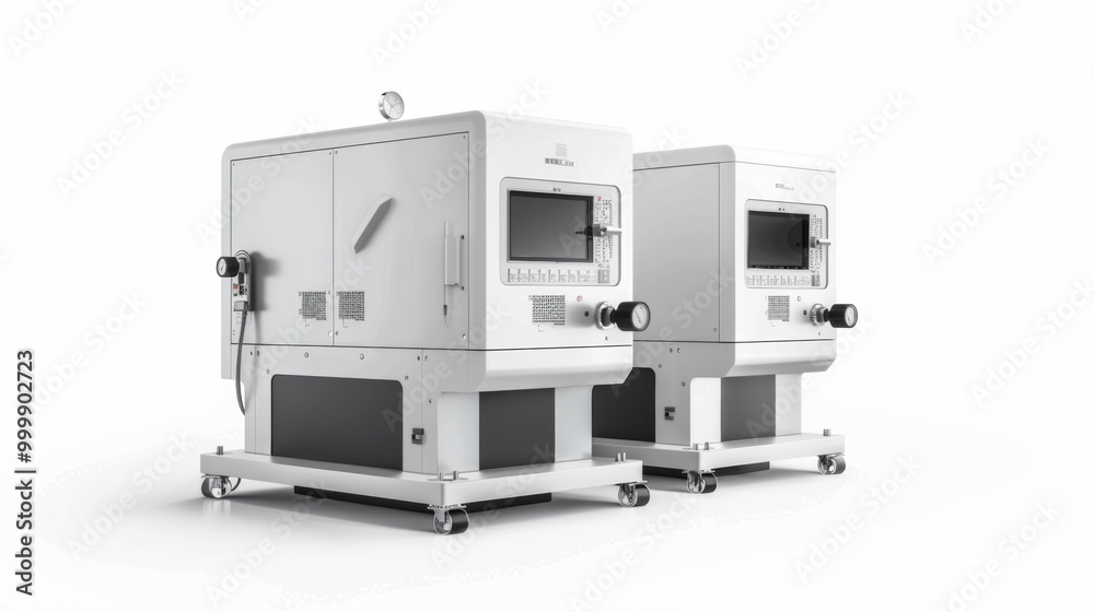 Particle counters for measuring the concentration and size distribution of atmospheric particles isolated on white background Particle counters for measuring the concentration and size distribution of atmospheric particles isolated on white background