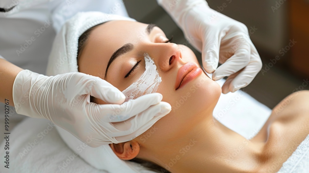 Woman in mask on face in spa beauty salon