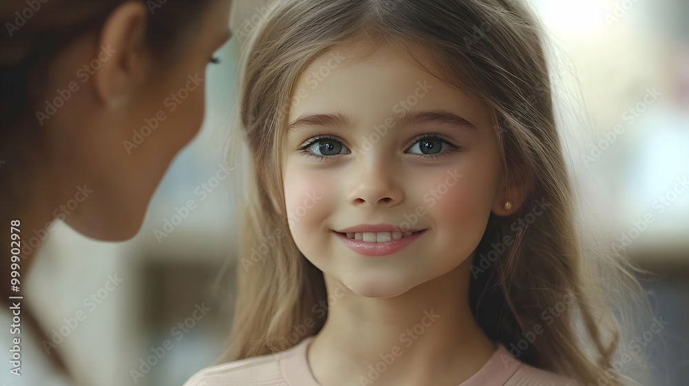 Little Girl Smiles Brightly, Happy Child, Adorable Expression Little Girl Smiles Brightly, Happy Child, Adorable Expression
