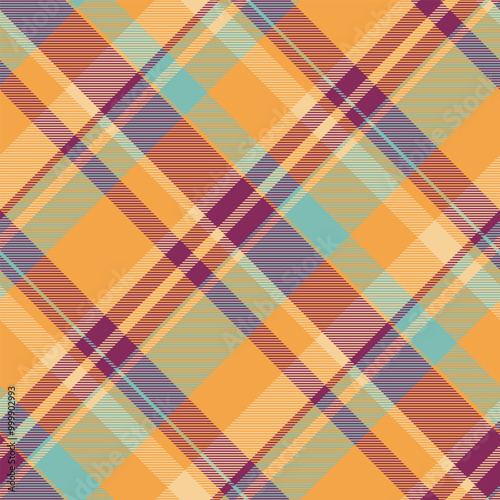 Herringbone seamless textile check, hanukkah tartan fabric pattern. Aged background texture plaid vector in orange and pink colors.