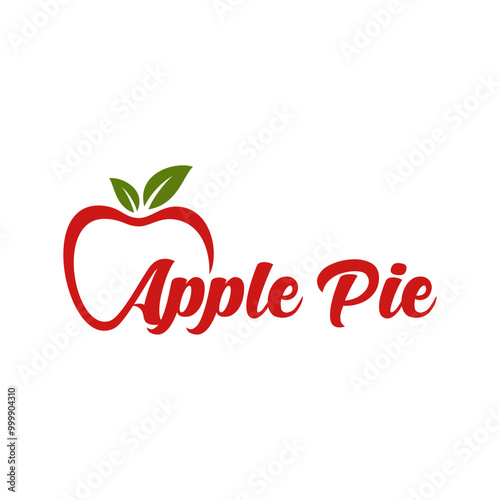 Apple pie logo vector illustration template lettering icon