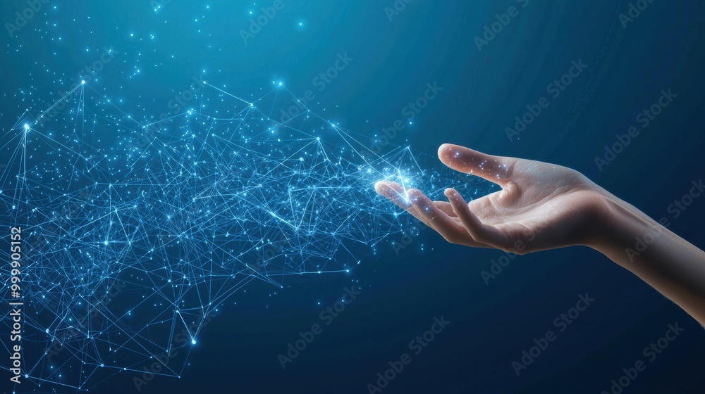 Digitally Connected Hands Sparking Innovative Ideas in the Age of Technology