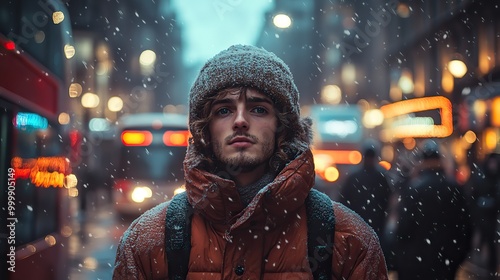 man walking in the streets of london at night