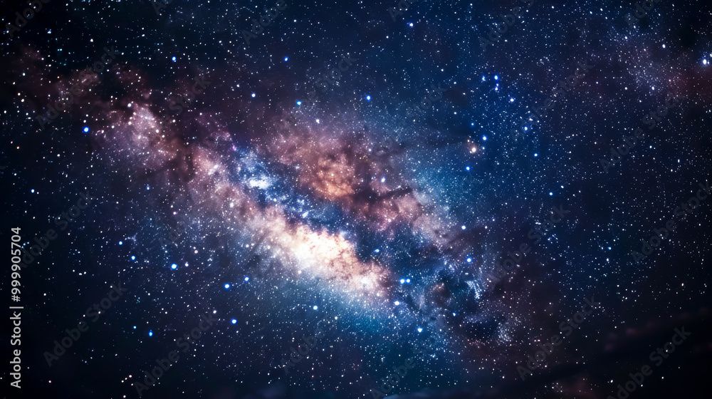 Fototapeta premium stunning view of galaxy showcases vibrant array of stars and cosmic colors, highlighting beauty of universe. intricate details of celestial scene evoke sense of wonder and exploration